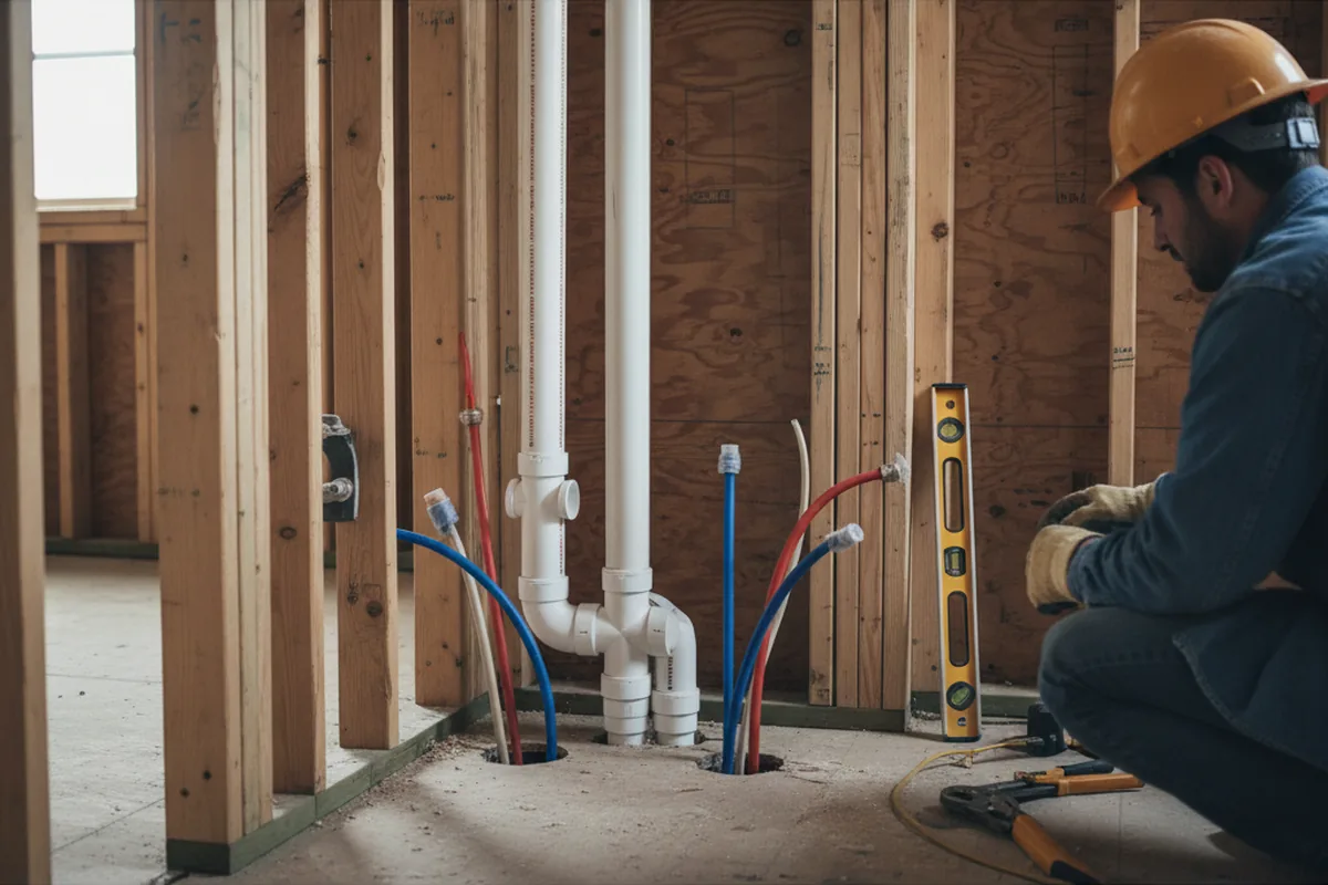Drain and supply rough-in during Drain Cleaning in Cabot